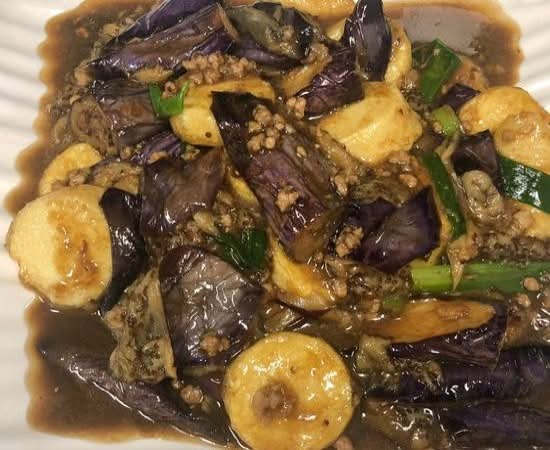 85-Aubergines et tofu aux œuf/Eggplants with egg tofu 玉子豆腐茄子 / Ðậu hũ trứng cà tím